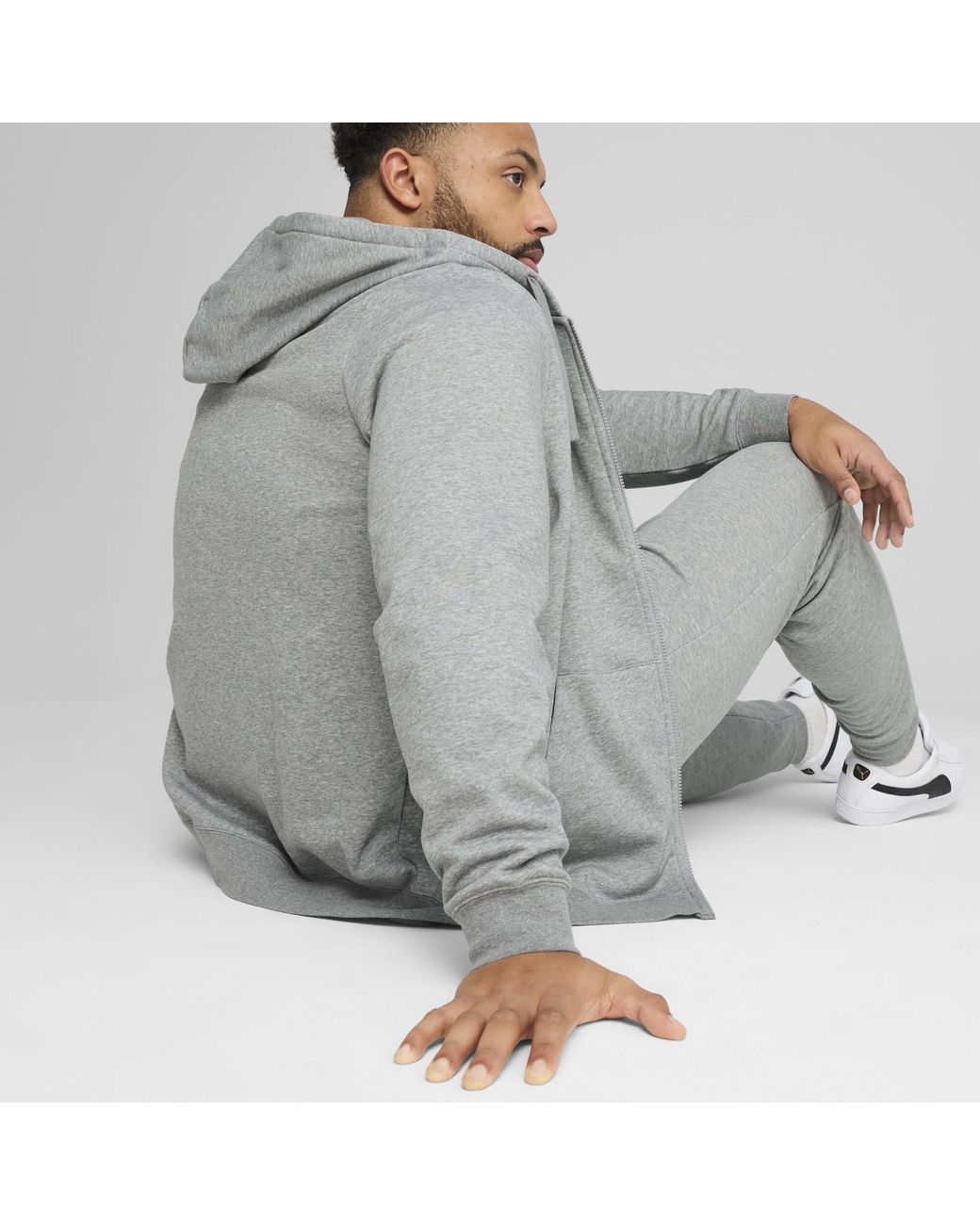 PUMA Gray Essentials Zip-Up Hoodie for men