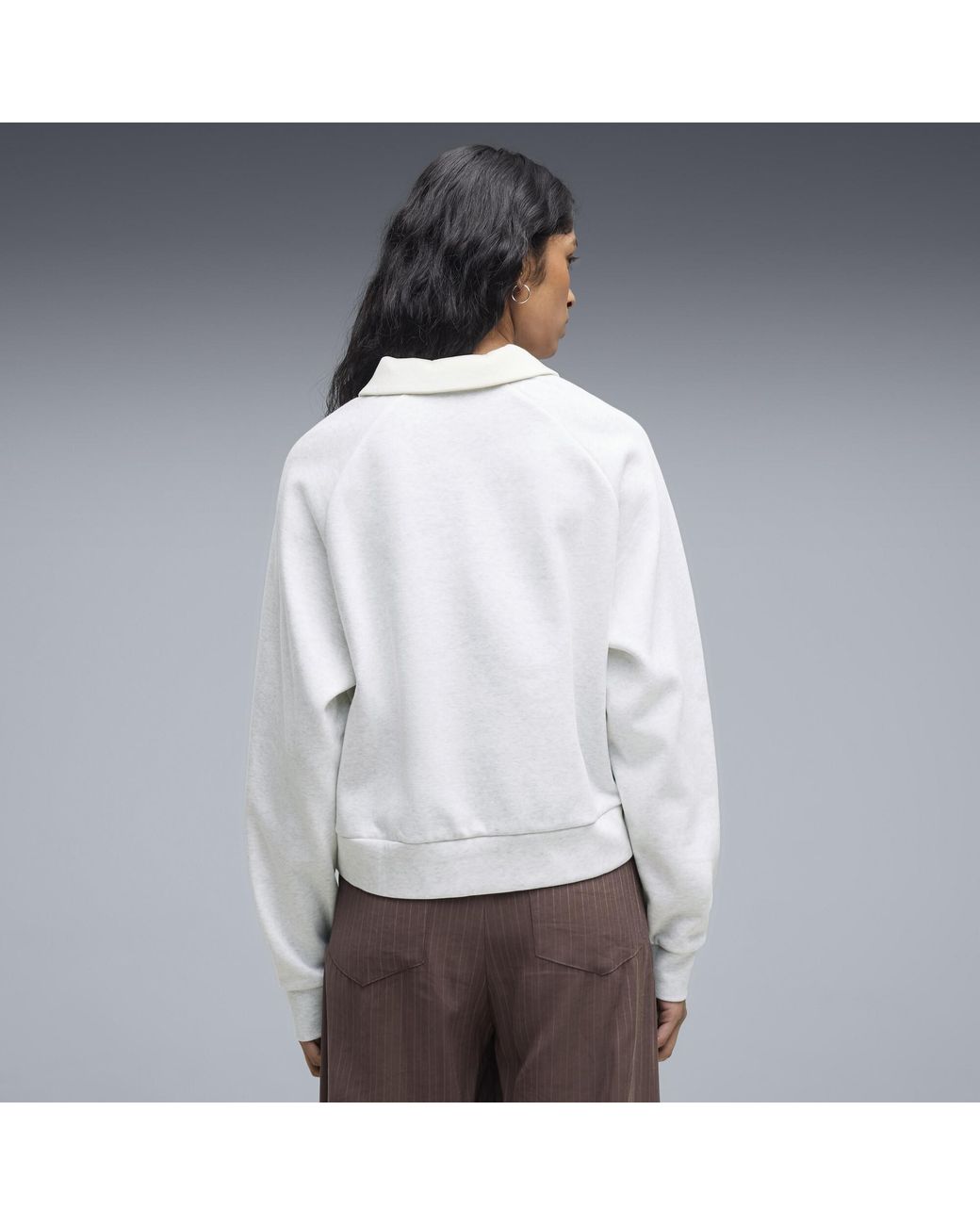PUMA White Class Relaxed Long Sleeve Fleece Polo