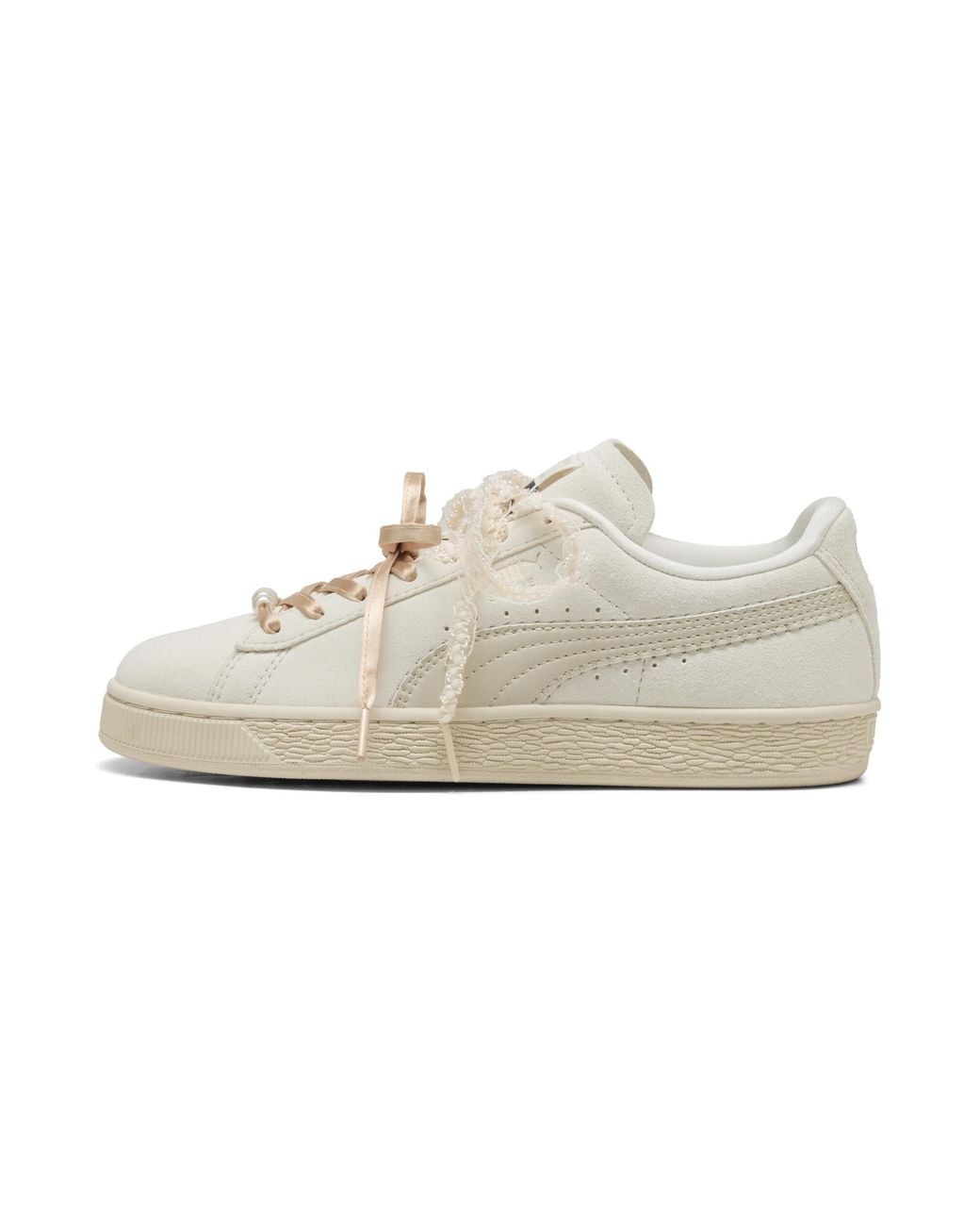 PUMA White Suede Bloom Sneakers