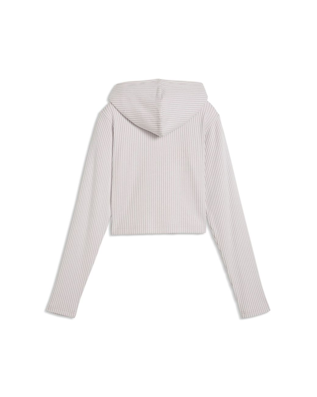 PUMA White Essentials Ribbed Full-Zip Slim Hoodie
