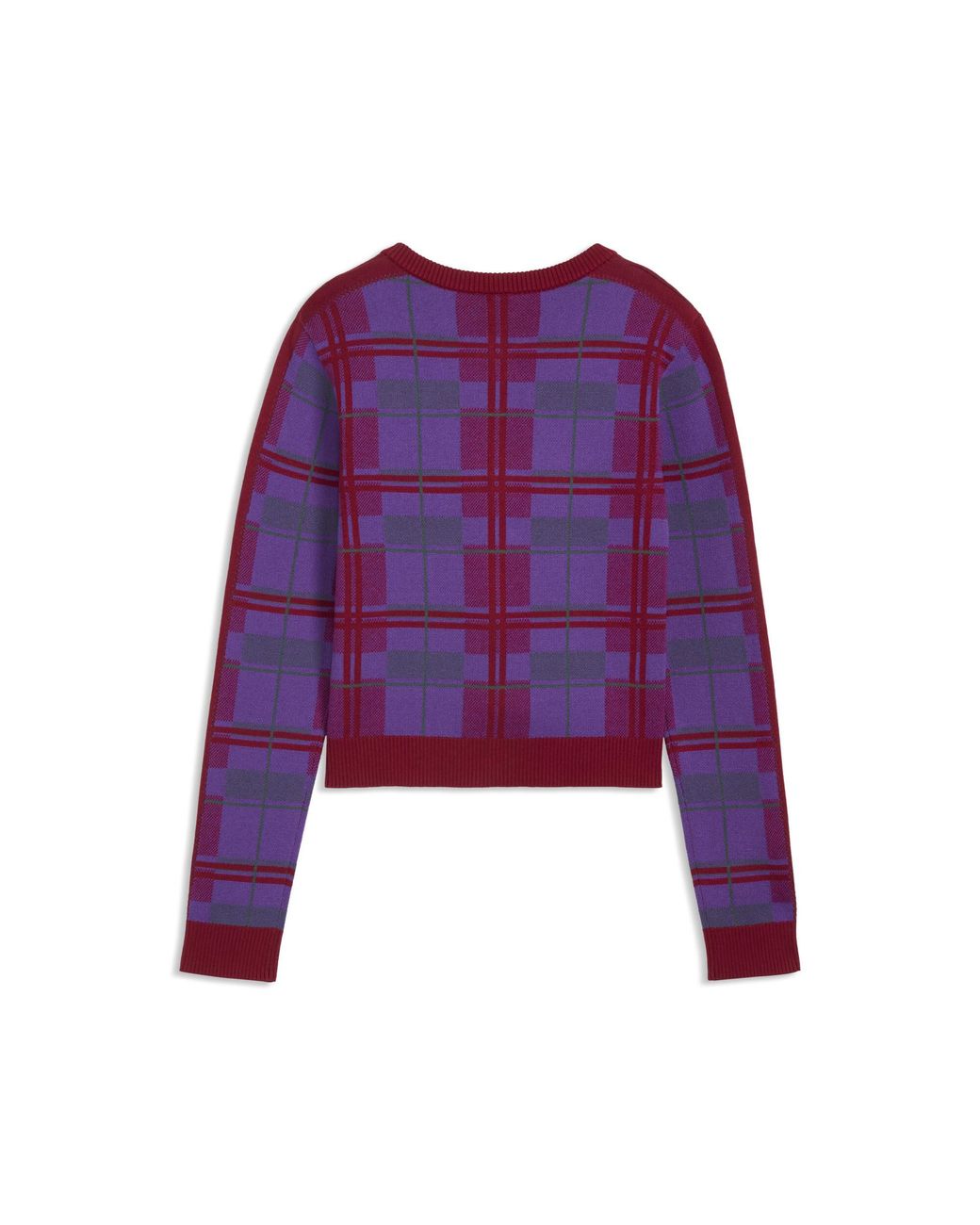 PUMA Purple T7 Tartan Slim Knitted Cardigan