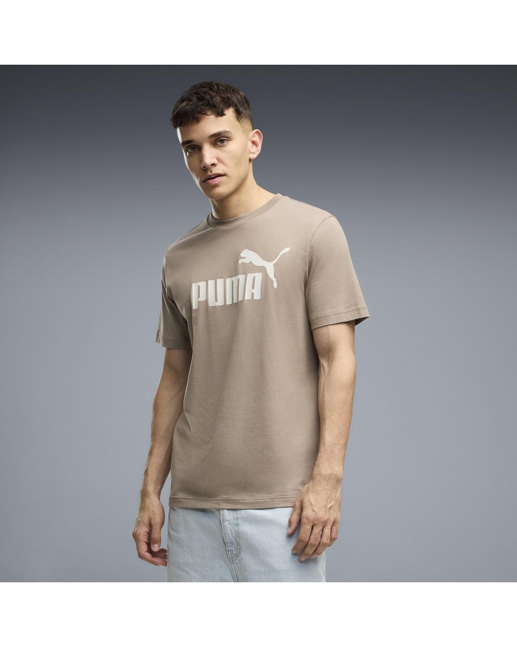 PUMA Gray Ess No. 1 Logo T-Shirt for men