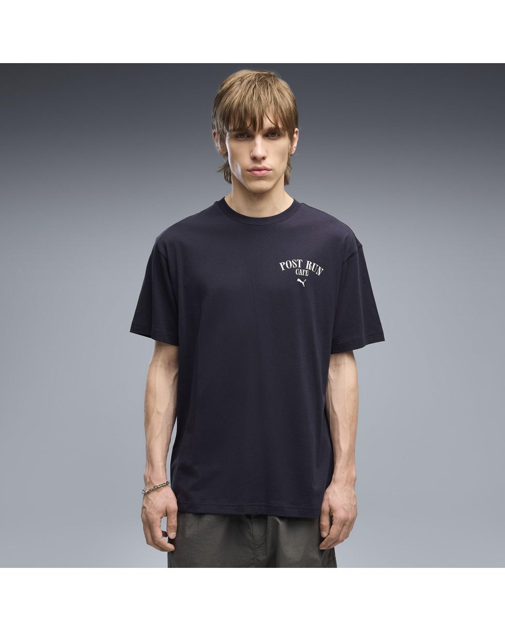 PUMA Blue Graphic Cafe Relaxed T-Shirt for men