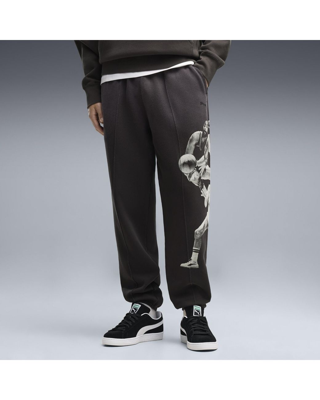 PUMA Black Memory Lane Fleece Basketball Sweatpants for men
