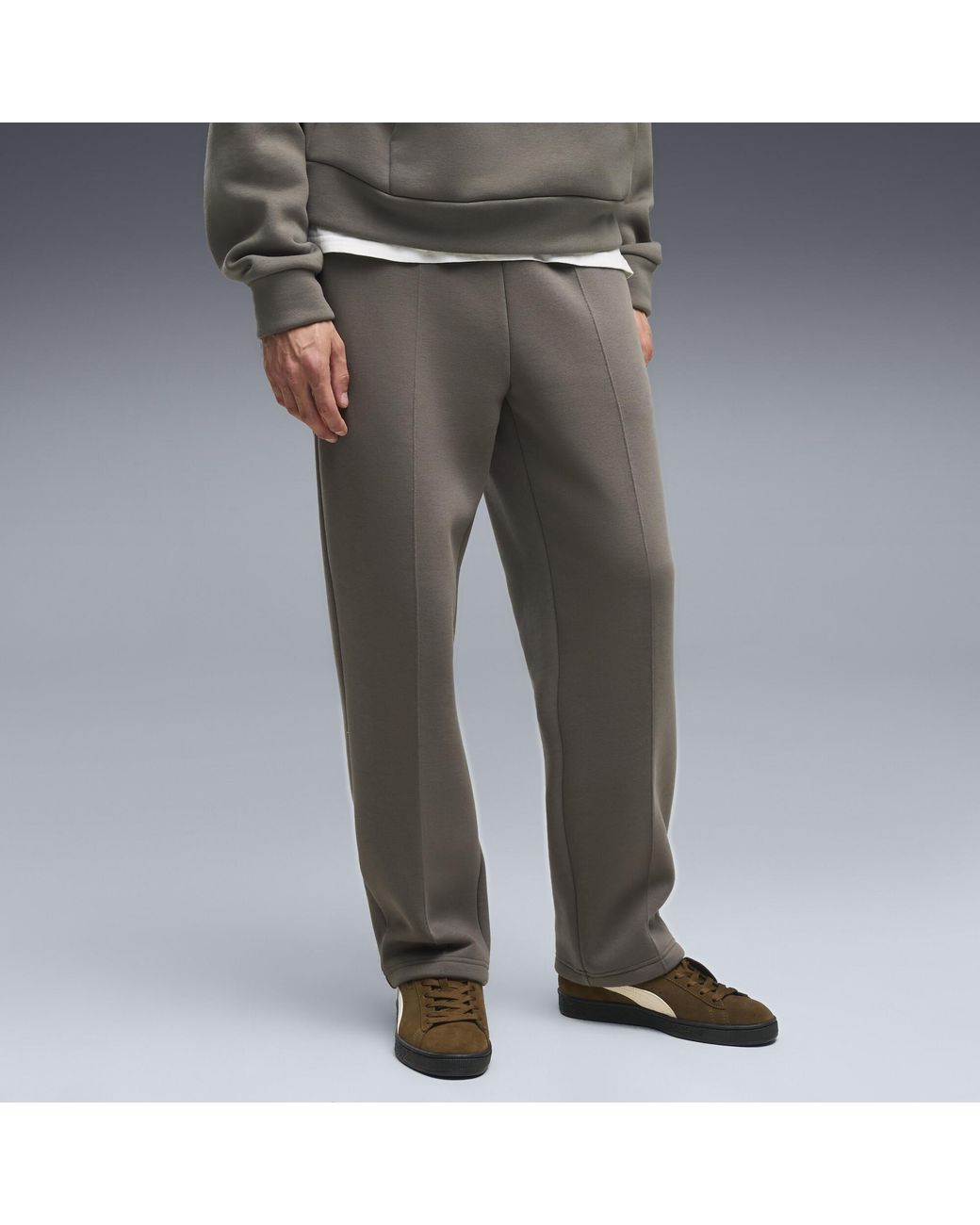PUMA Gray Essentials Heavy Fleece Relaxed Sweatpants for men