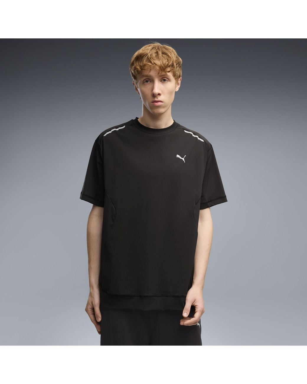 PUMA Black Tech Relaxed Warp Knit T-Shirt for men