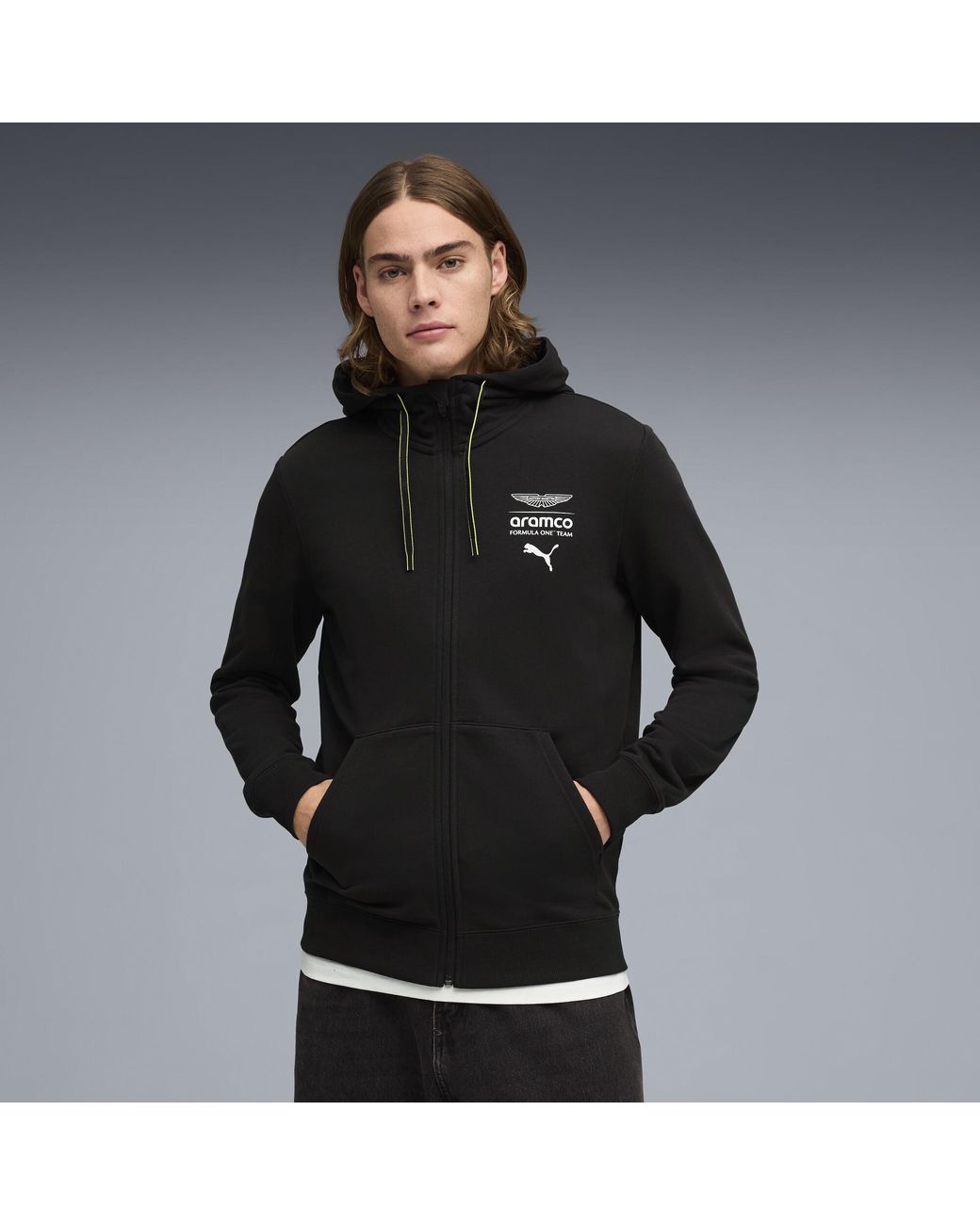 PUMA Black X Aston Martin Aramco F1 Team Essentials Hoodie for men