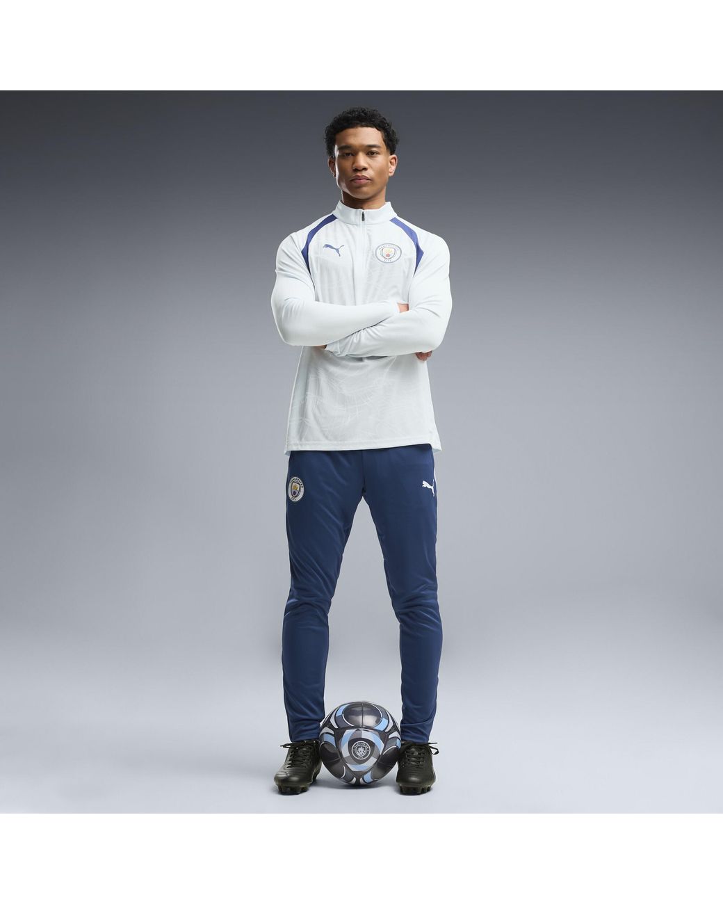 PUMA Blue Manchester City Quarter-Zip Slim Training Top for men