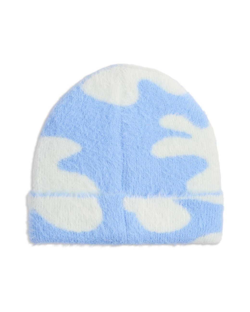 PUMA Blue Brushed Printed Mid Crown Beanie