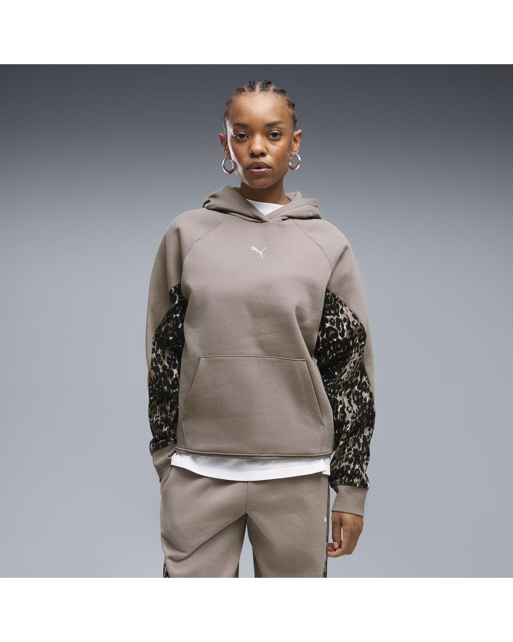 PUMA Gray Sport Animal Fleece Hoodie