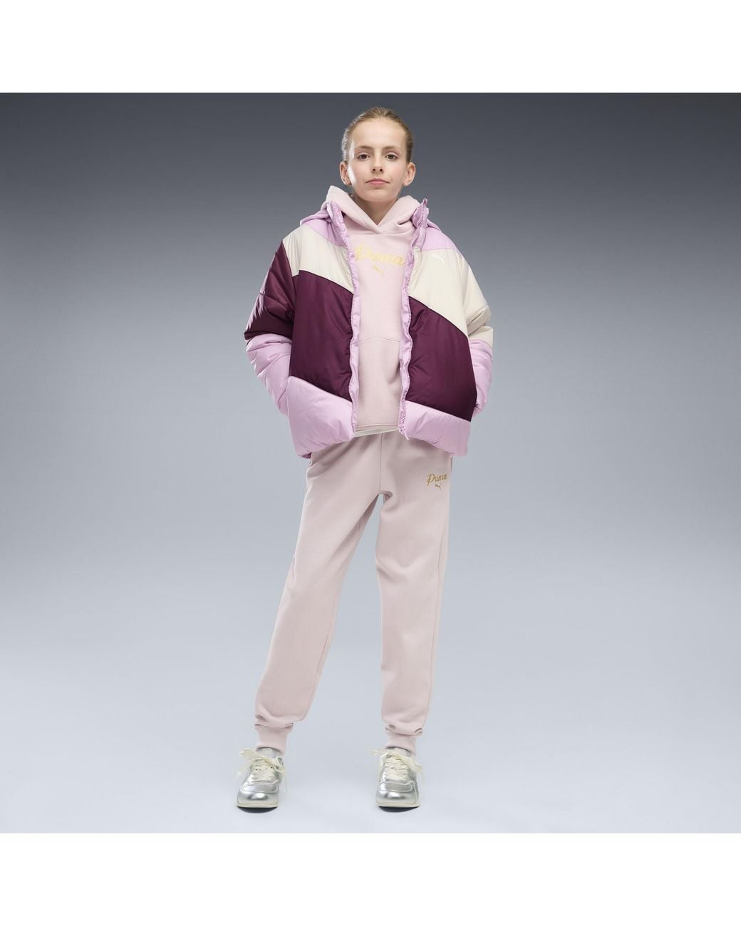 Giacca Imbottita Trapuntata Dal Taglio Morbido Per Ragazzi, Abbigliamento, Rosa di PUMA in Purple