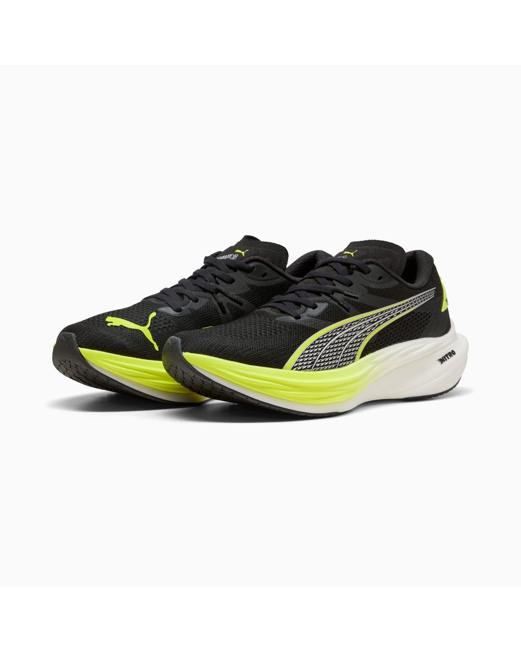 PUMA Deviate Nitro 3 Hardloopschoenen Voor Zwart/Geel, Maat 35,5 in het Black voor heren