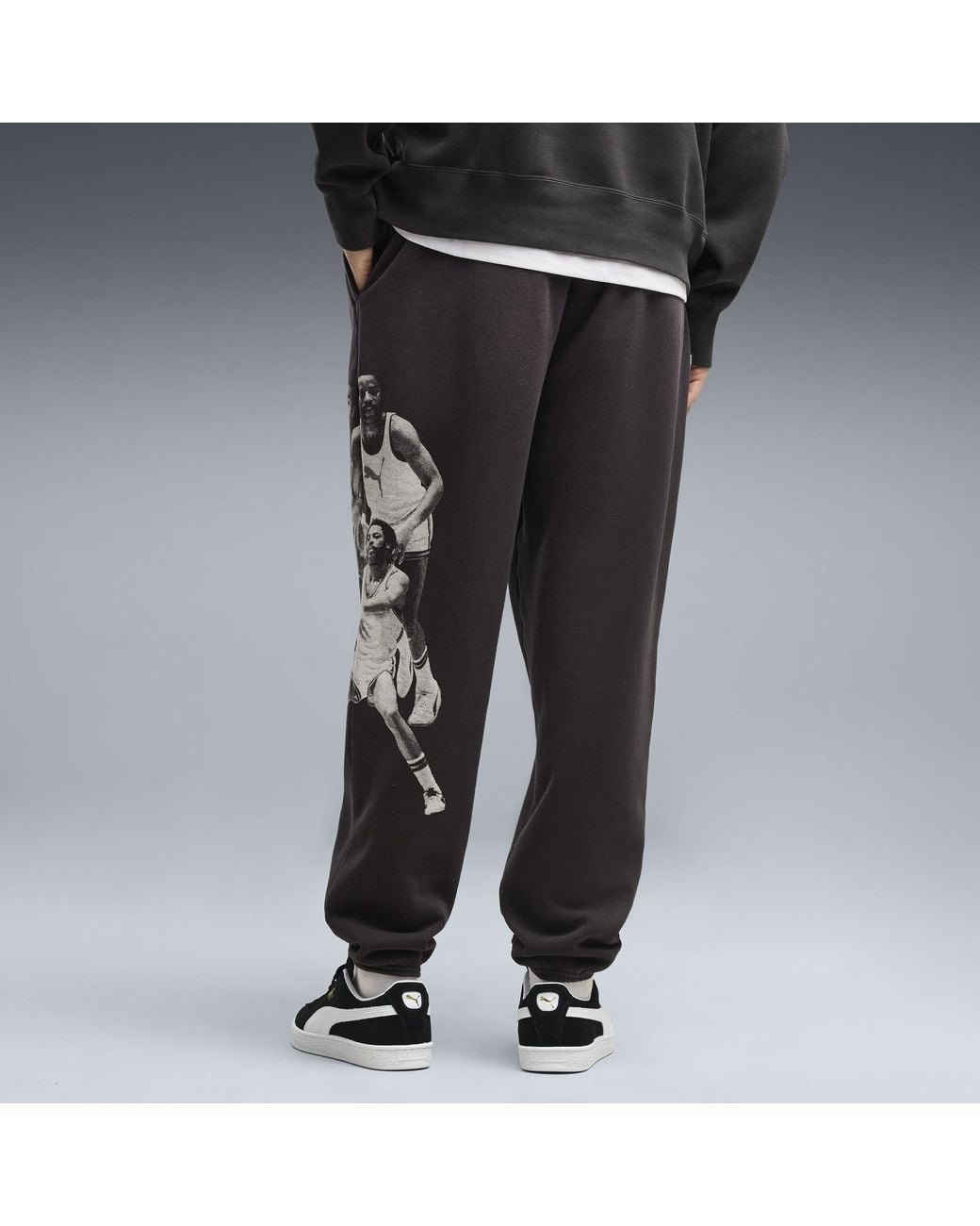 PUMA Black Memory Lane Fleece Basketball Sweatpants for men