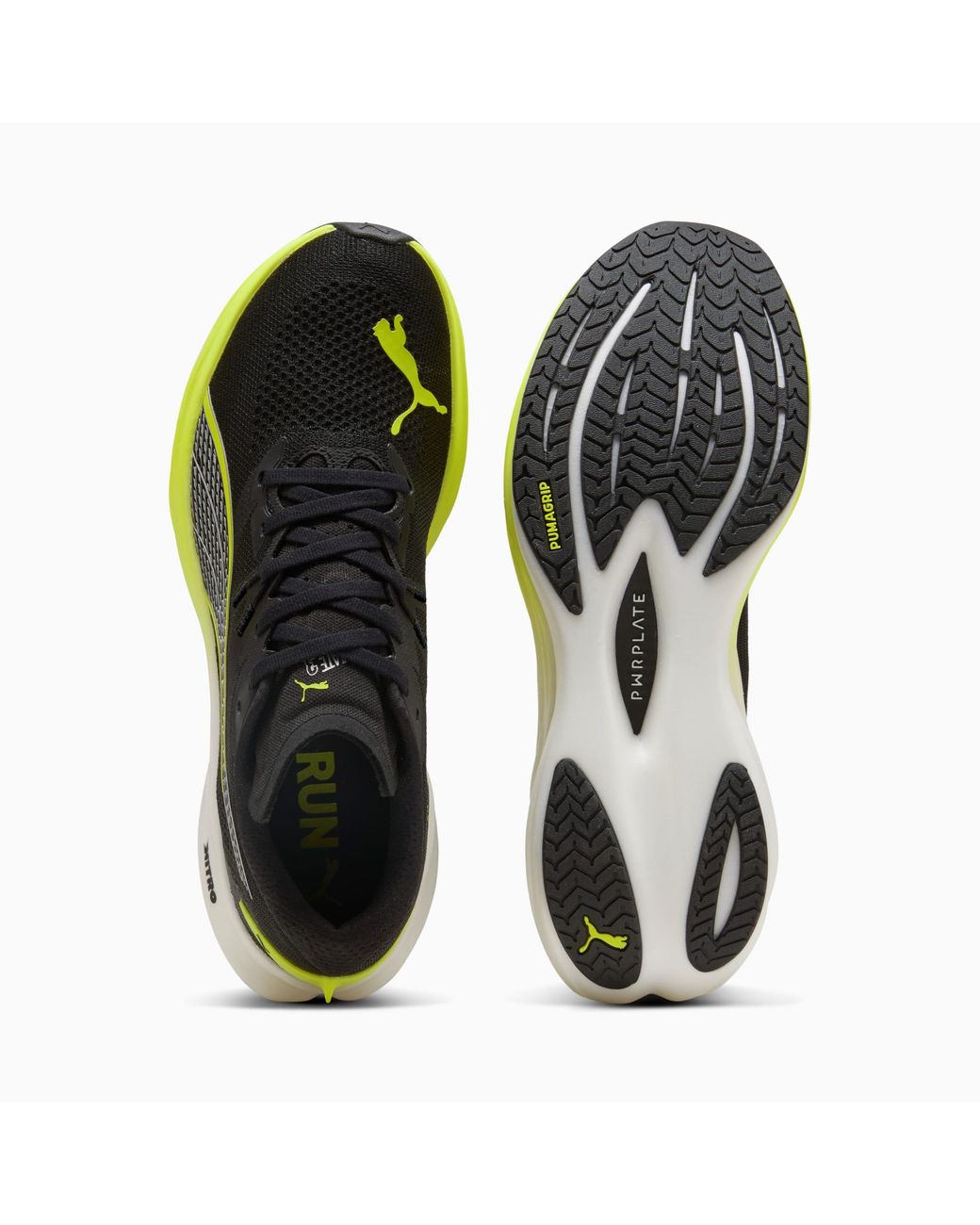 PUMA Deviate Nitro 3 Hardloopschoenen Voor Zwart/Geel, Maat 35,5 in het Black voor heren