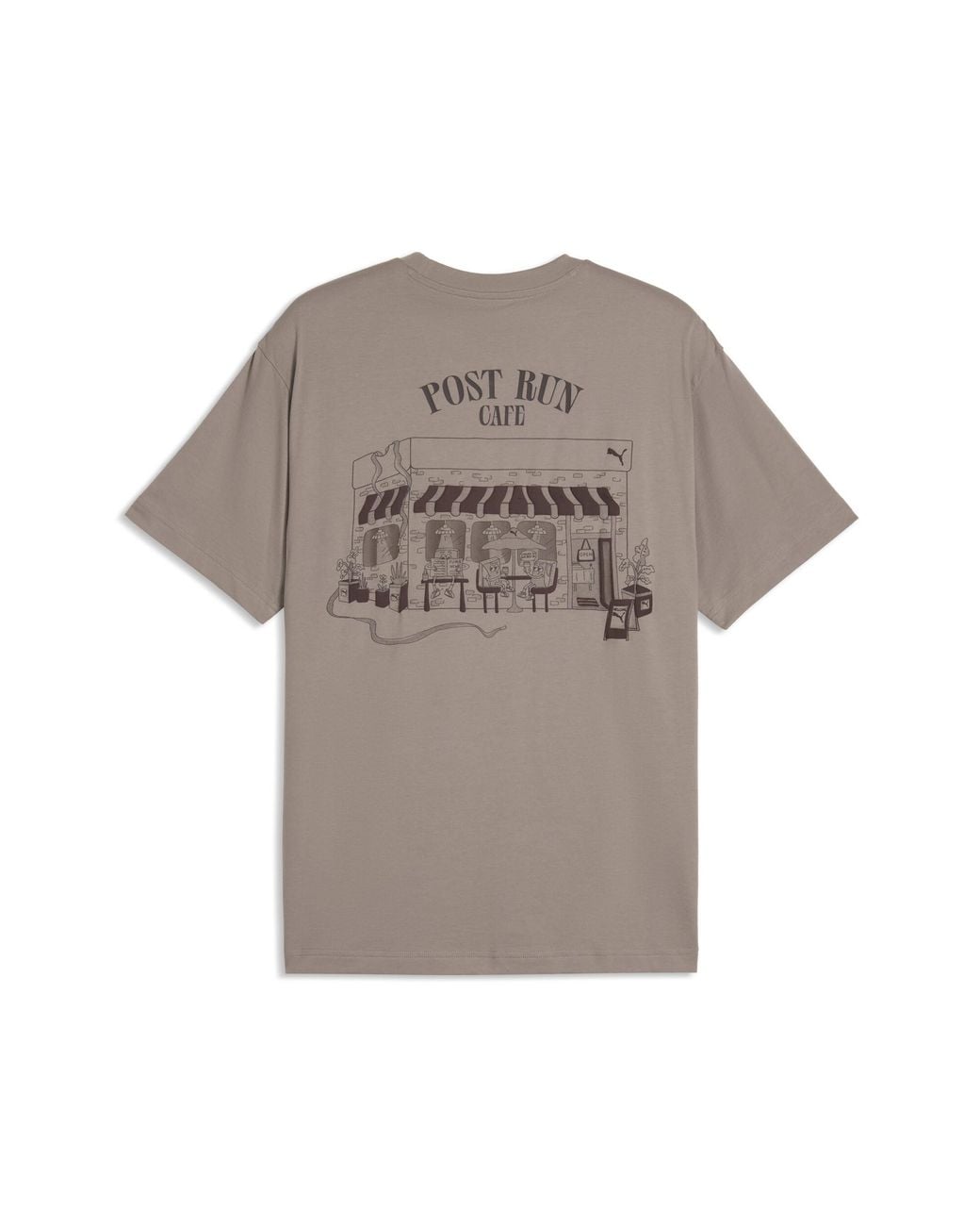 PUMA Gray Graphic Cafe Relaxed T-Shirt for men