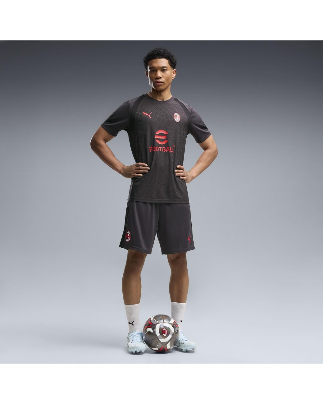 PUMA Gray Ac Milan Slim Training Shorts for men
