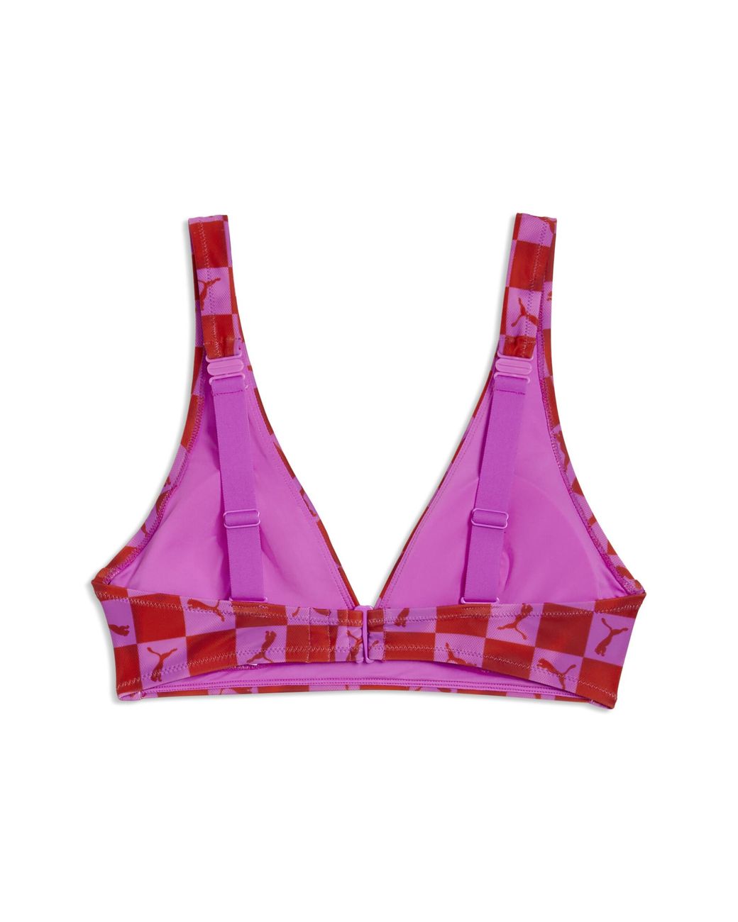 PUMA Red Swim Printed Bikini Top