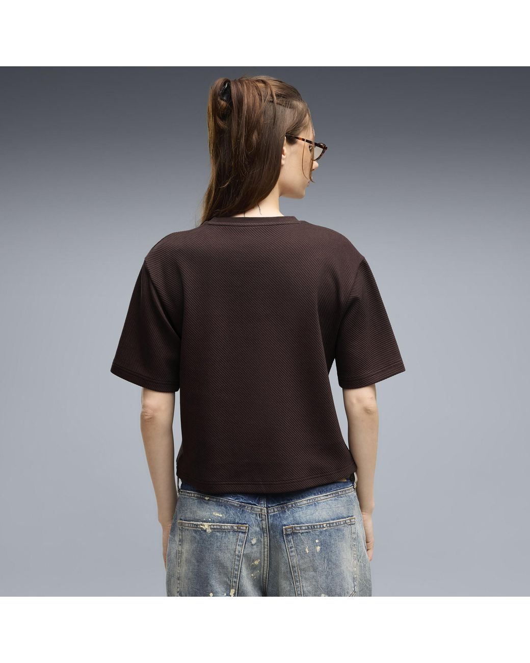 T-Shirt Essentials Elevated Dal Taglio Morbido Da Donna, Abbigliamento, Marrone di PUMA in Black