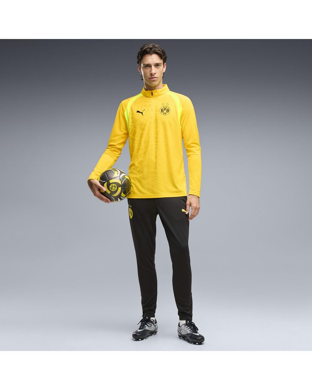 PUMA Yellow Borussia Dortmund Quarter-Zip Training Top for men