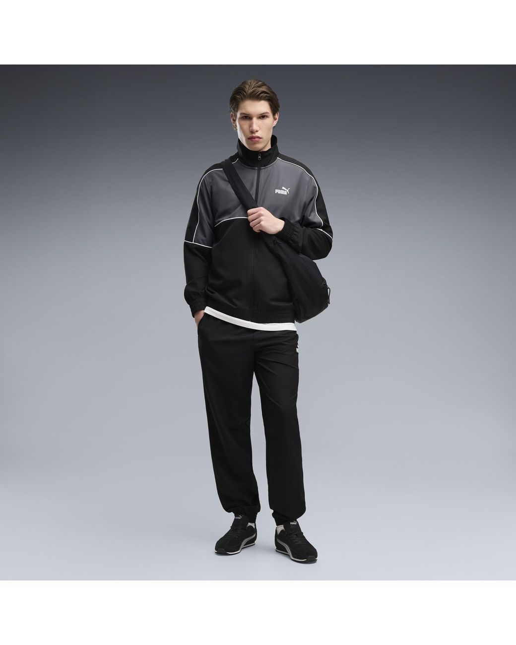 PUMA Black Woven Colourblocked Tracksuit for men