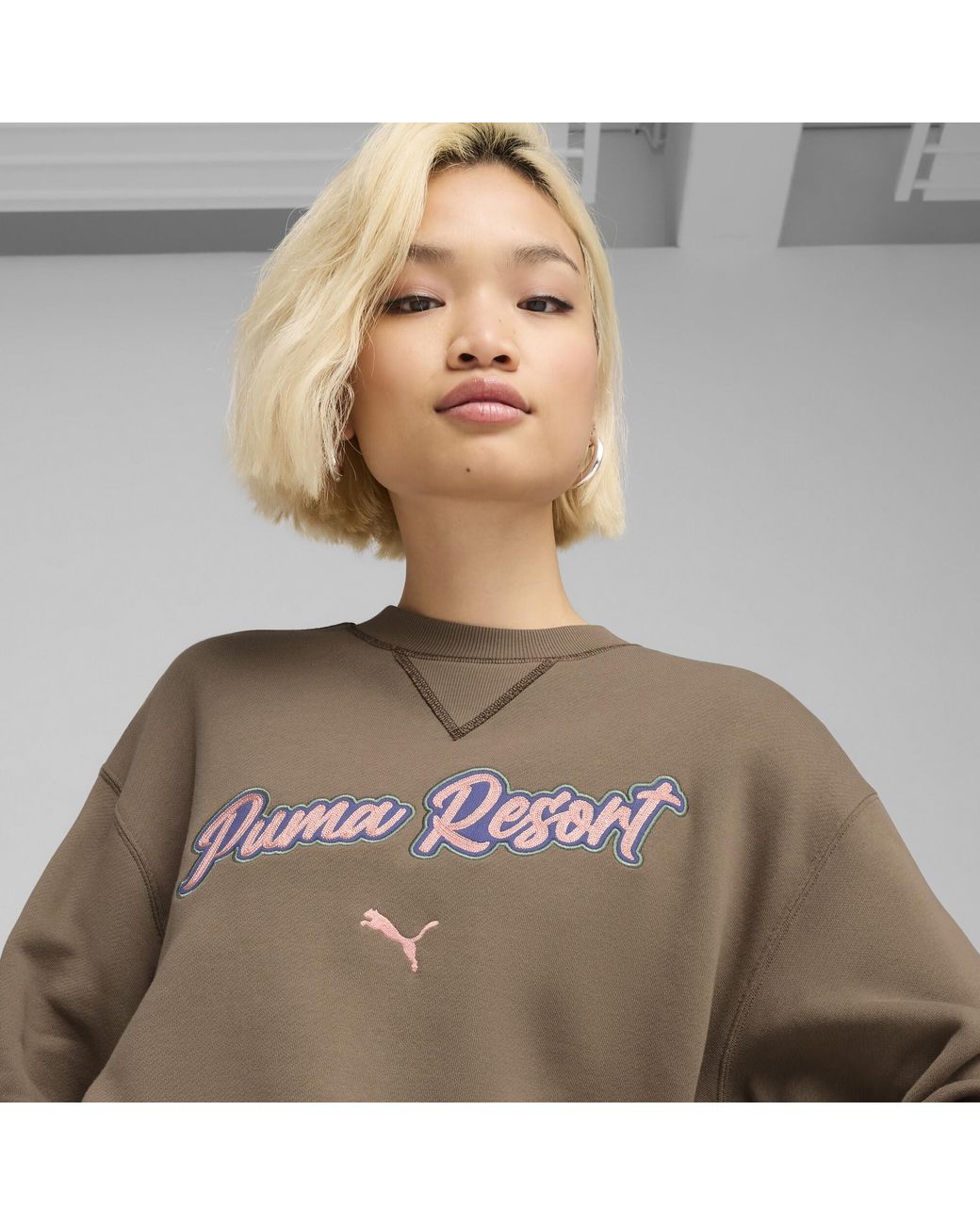 PUMA Brown Premium Essentials Relaxed Graphic Crew