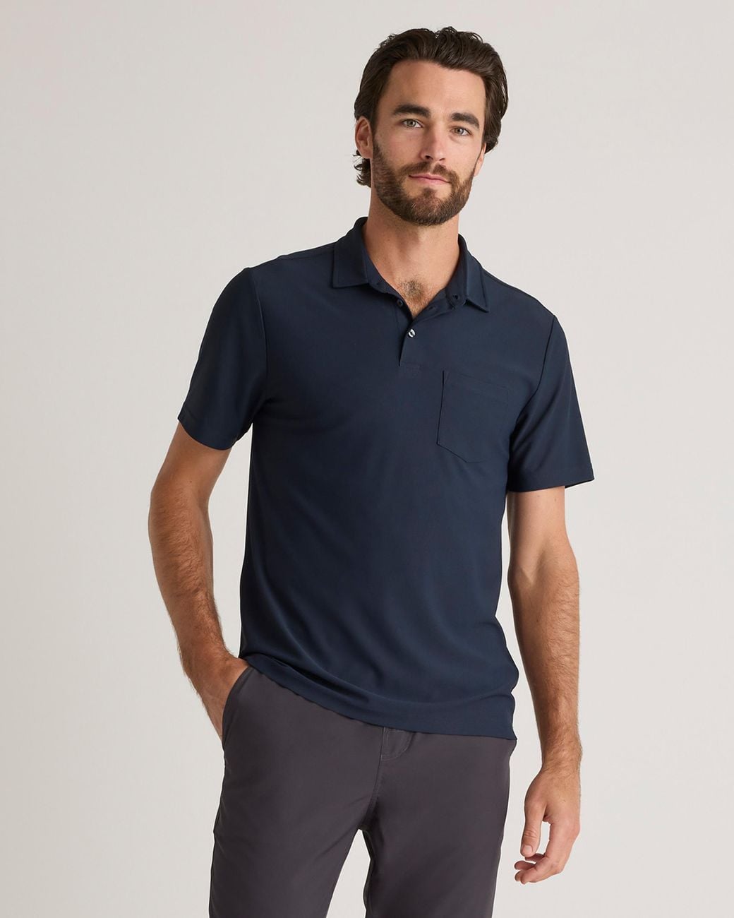 Quince Blue Propique Performance Polo, Recycled Polyester for men