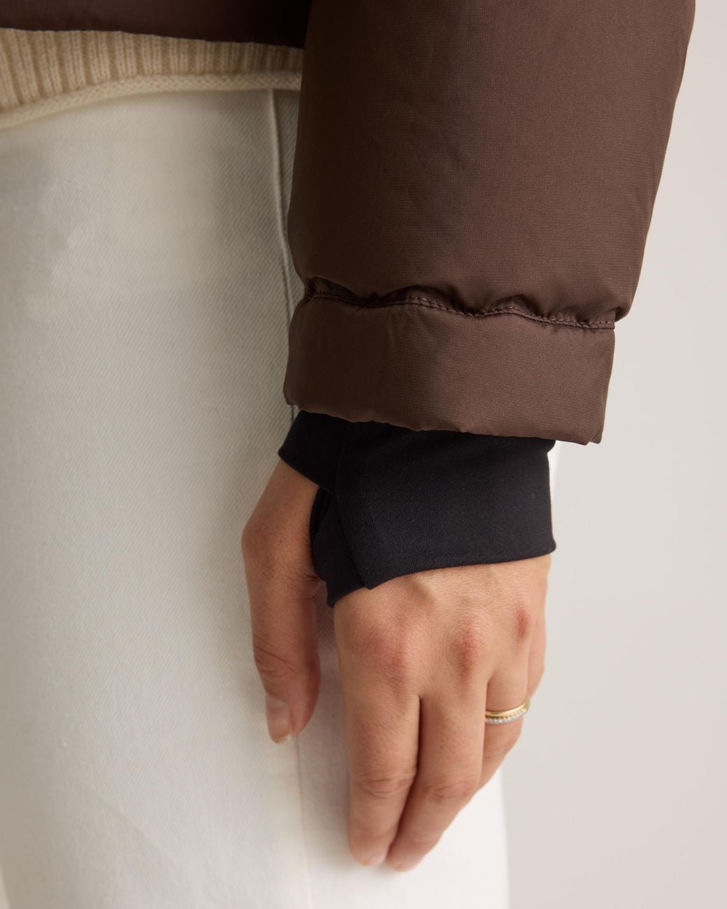 Quince Brown Responsible Down Cropped Puffer Jacket, Recycled Polyester