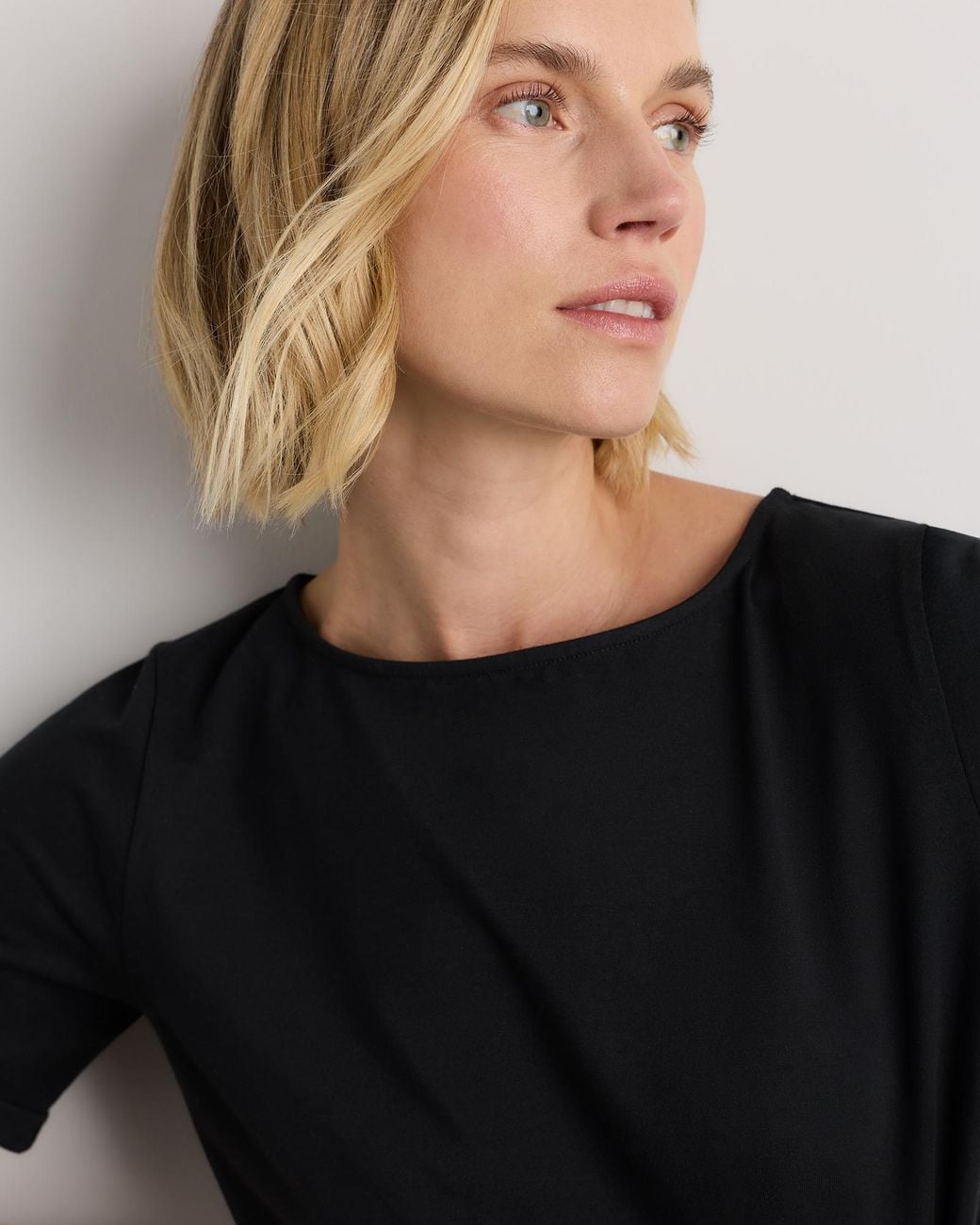 Quince Stretch Cotton Jersey Side Tie Midi Dress in Black | Lyst