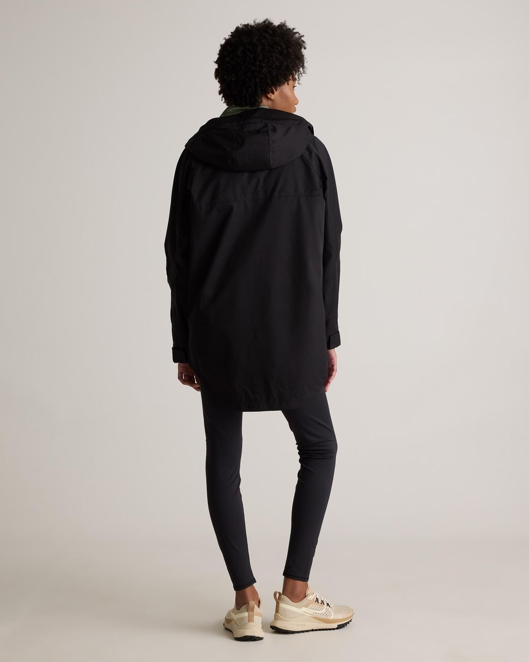 Quince Black Weather Proof Oversized Rain Jacket, Polyester/Recycled Polyester Blend