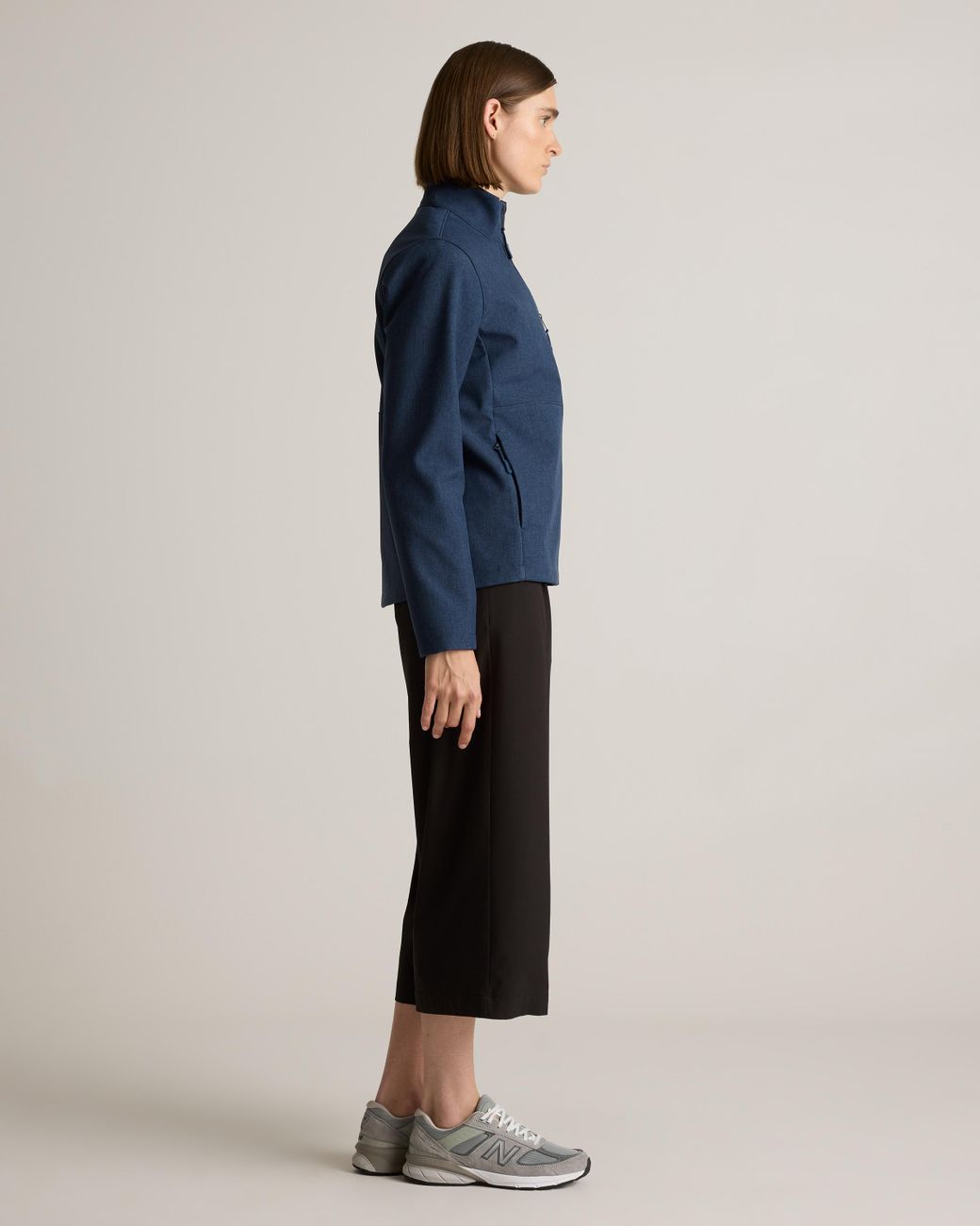 Quince Blue Softshell Fleece-Lined Full-Zip Jacket, Recycled Polyester