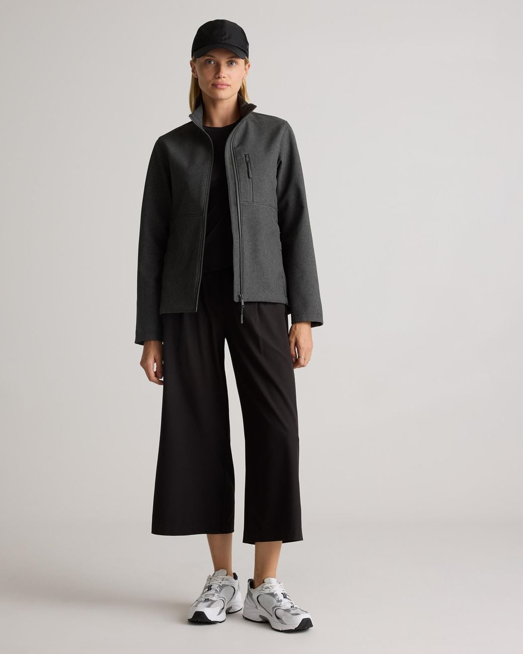Quince Gray Softshell Fleece-Lined Full-Zip Jacket, Recycled Polyester