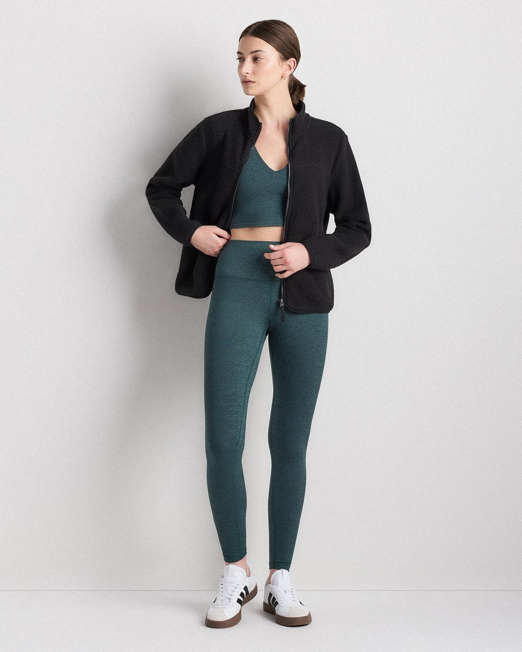 Quince Black Sherpa Full-Zip Jacket, 100% Polyester