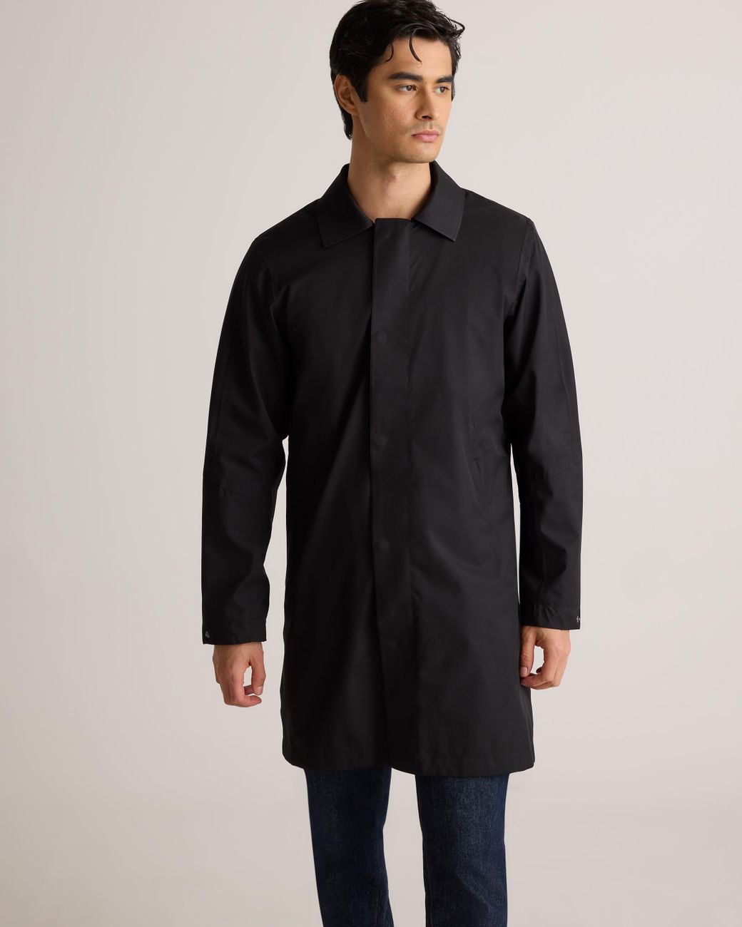 Quince Blue Weather Proof Long Rain Jacket, Polyester/Recycled Polyester Blend for men