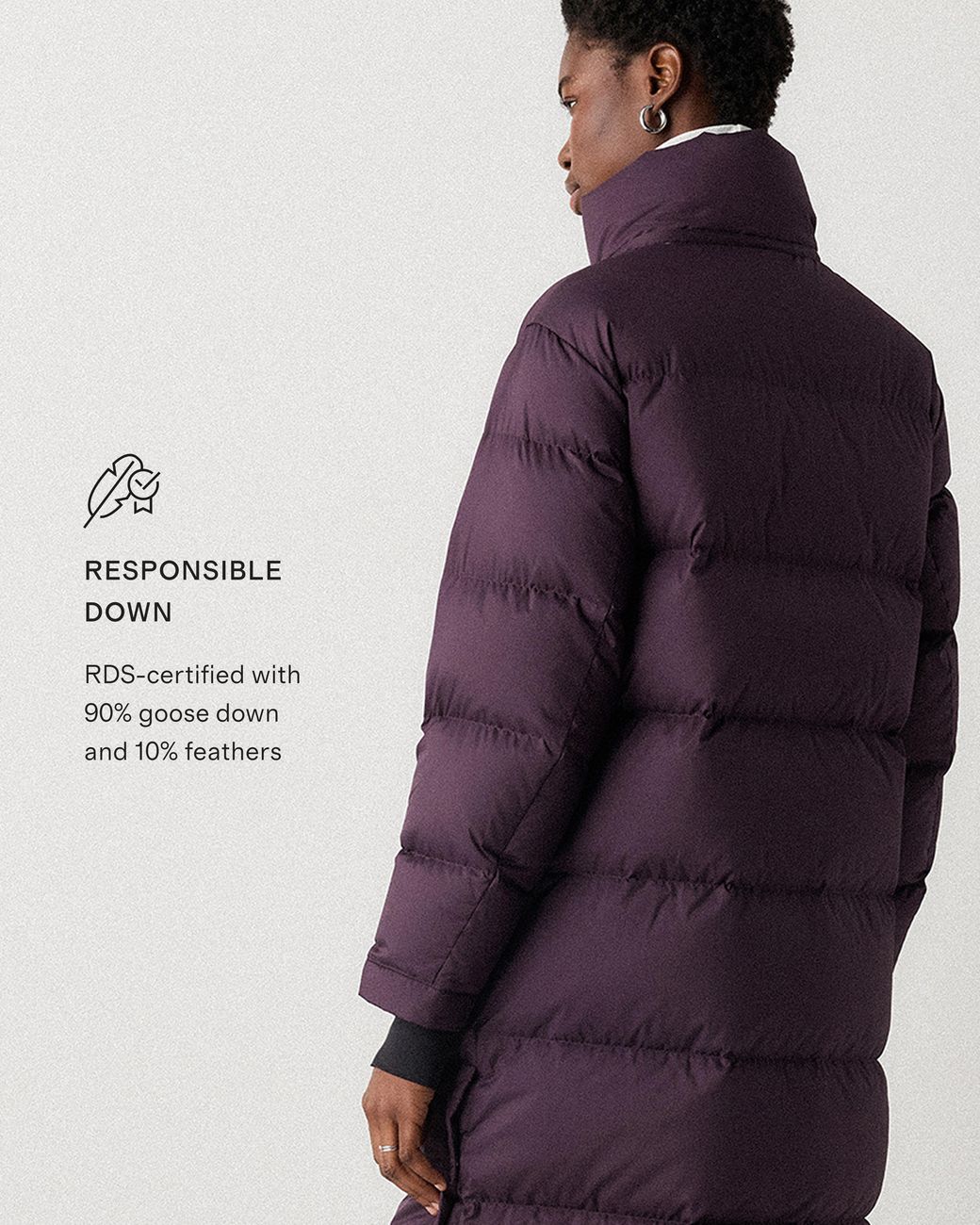 Quince Blue Responsible Down Long Puffer Jacket, Recycled Polyester