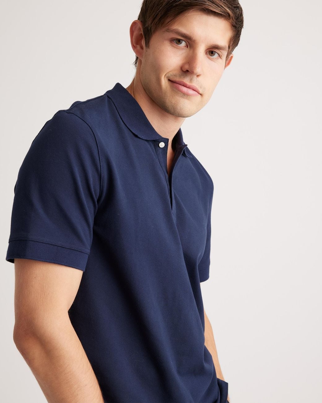 Quince Blue Pique Polo, Organic Cotton for men