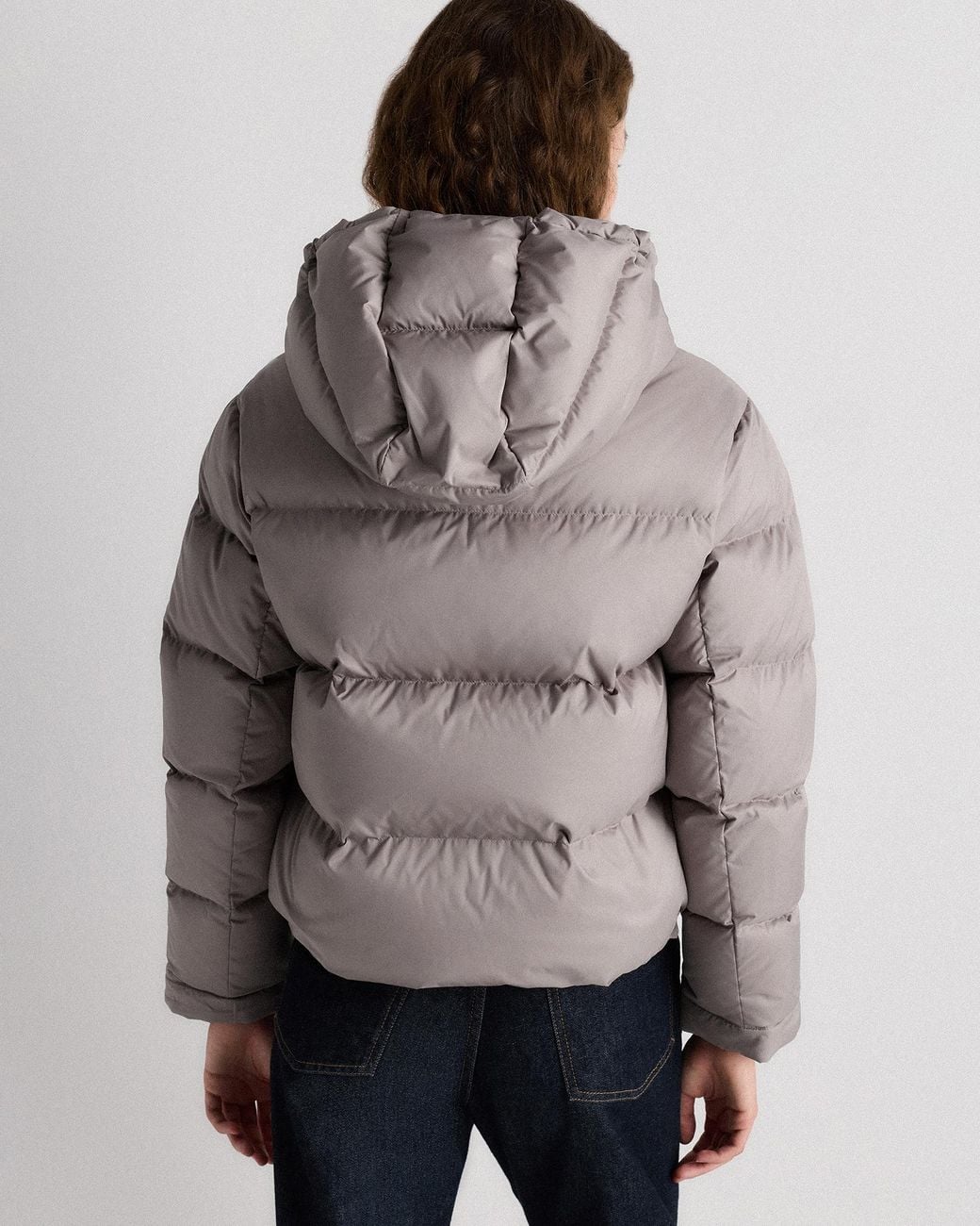 Quince Gray Responsible Down Cropped Puffer Jacket, Recycled Polyester