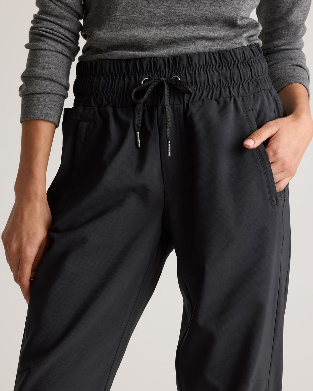 Quince Blue Micro Ripstop Mid-Rise Hike Joggers, Polyester