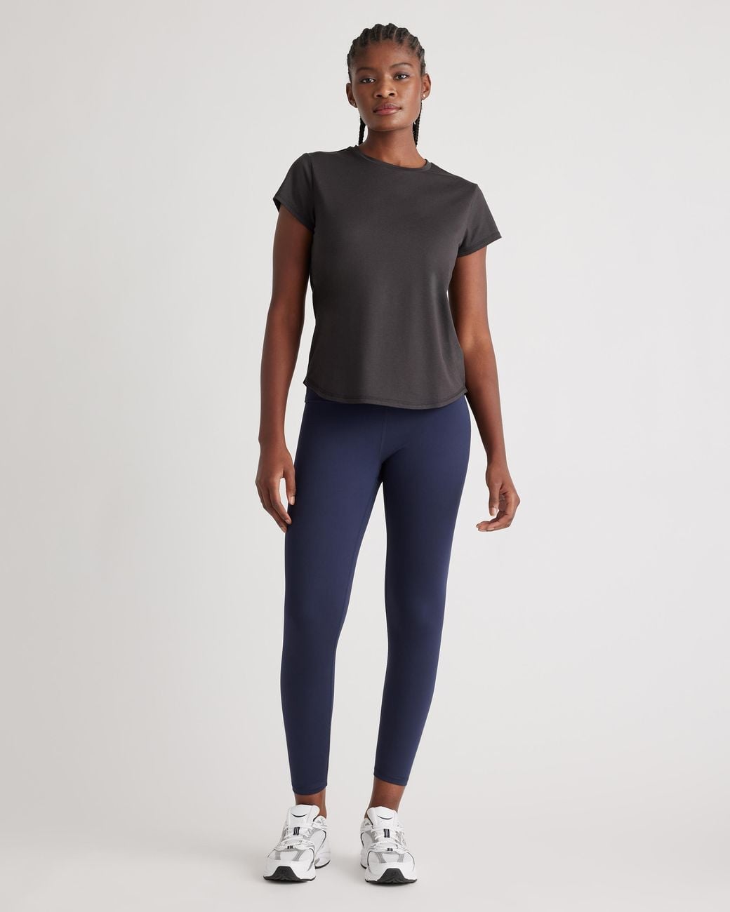 Quince Black Flowknit Breeze Tee, 100% Polyester