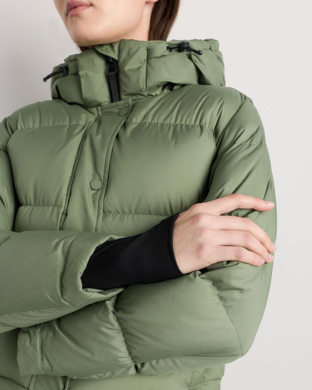 Quince Green Responsible Down Cropped Puffer Jacket, Recycled Polyester