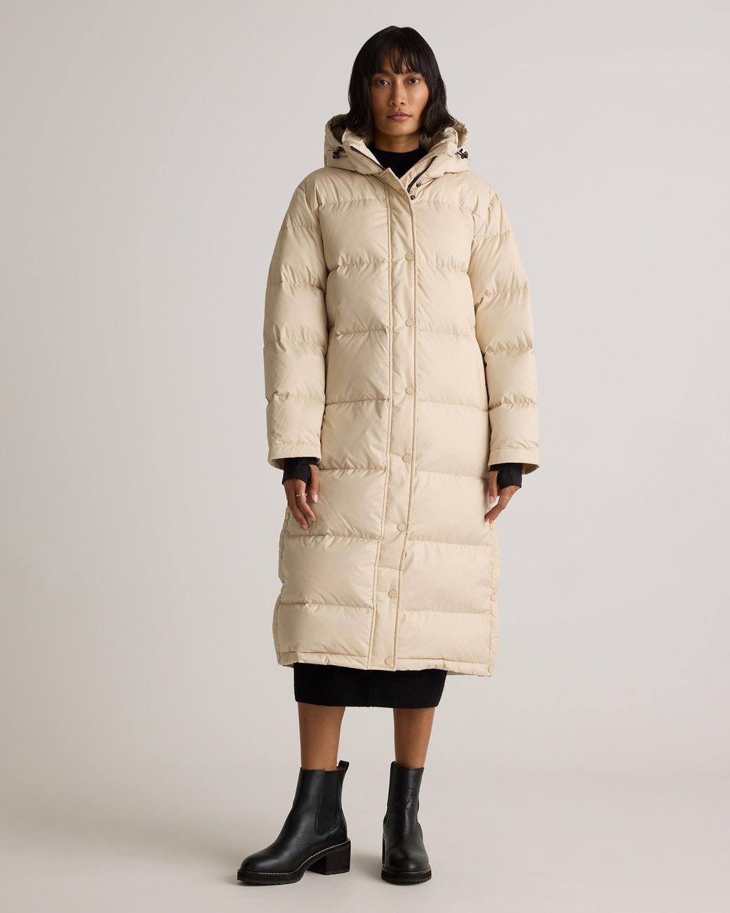 Quince Natural Responsible Down Long Puffer Jacket, Recycled Polyester