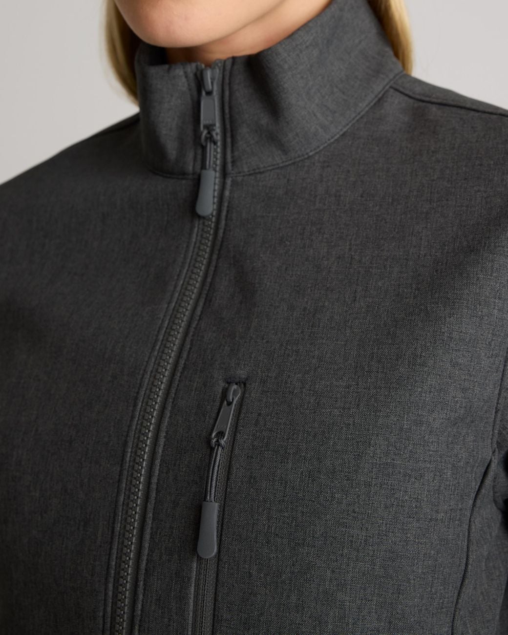 Quince Gray Softshell Fleece-Lined Full-Zip Jacket, Recycled Polyester