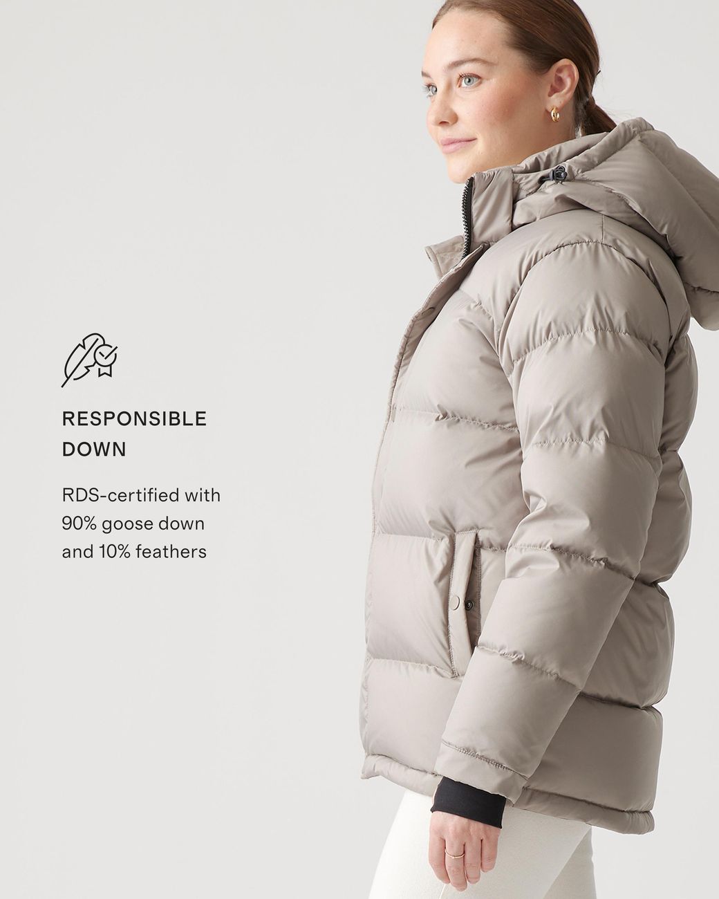 Quince Brown Responsible Down Puffer Jacket, Recycled Polyester