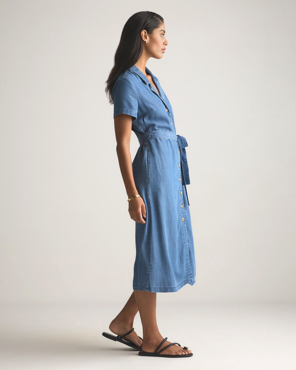 quince denim dress Distressed Denim Maxi Shirt Dress