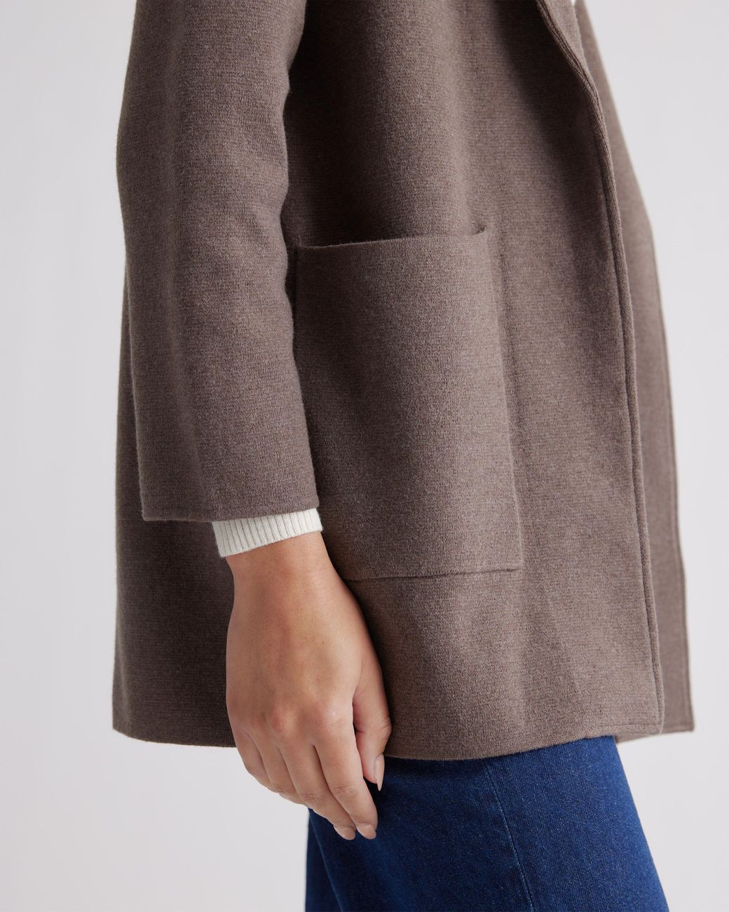 Quince Brown Knit Blazer, Organic Cotton