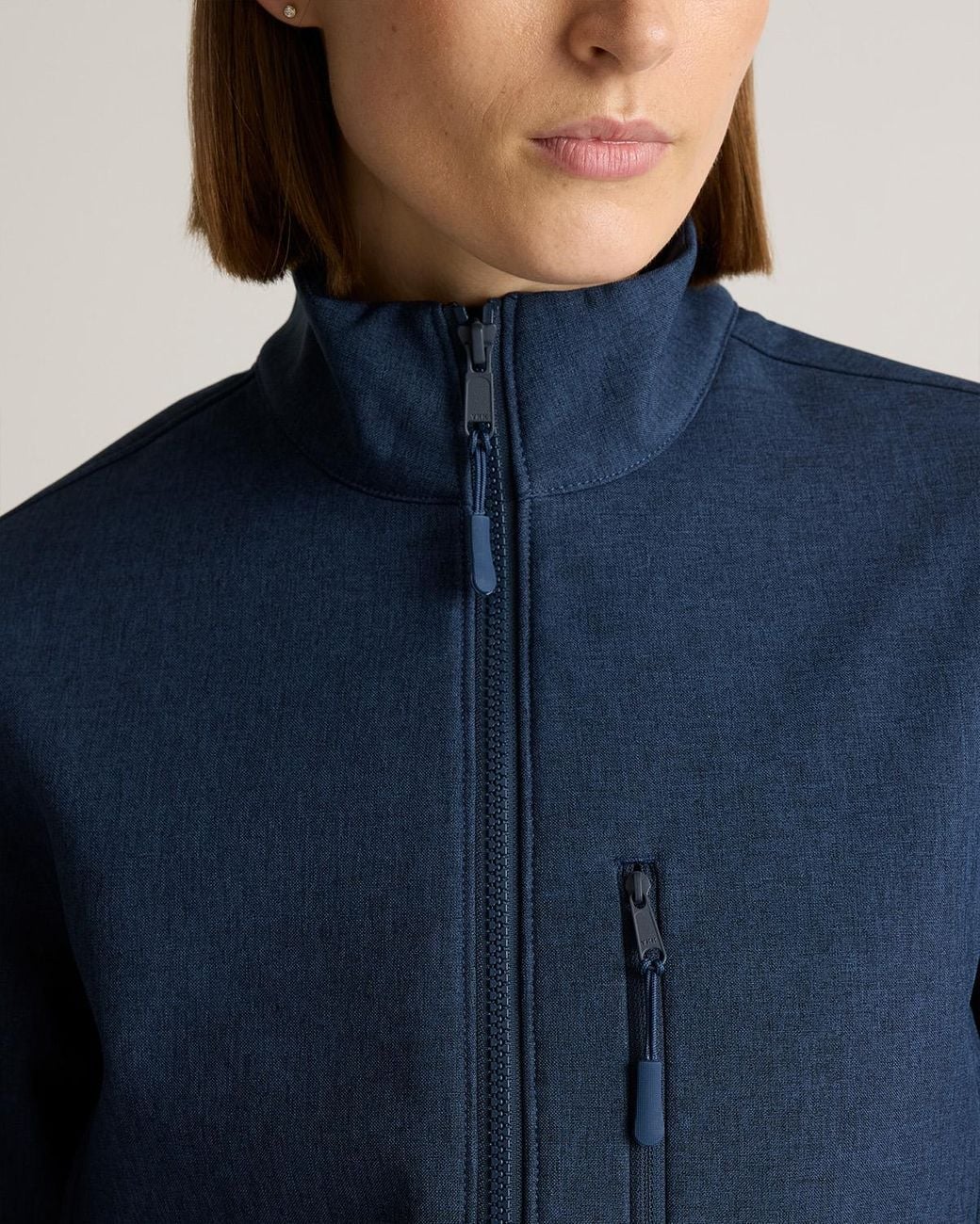 Quince Blue Softshell Fleece-Lined Full-Zip Jacket, Recycled Polyester