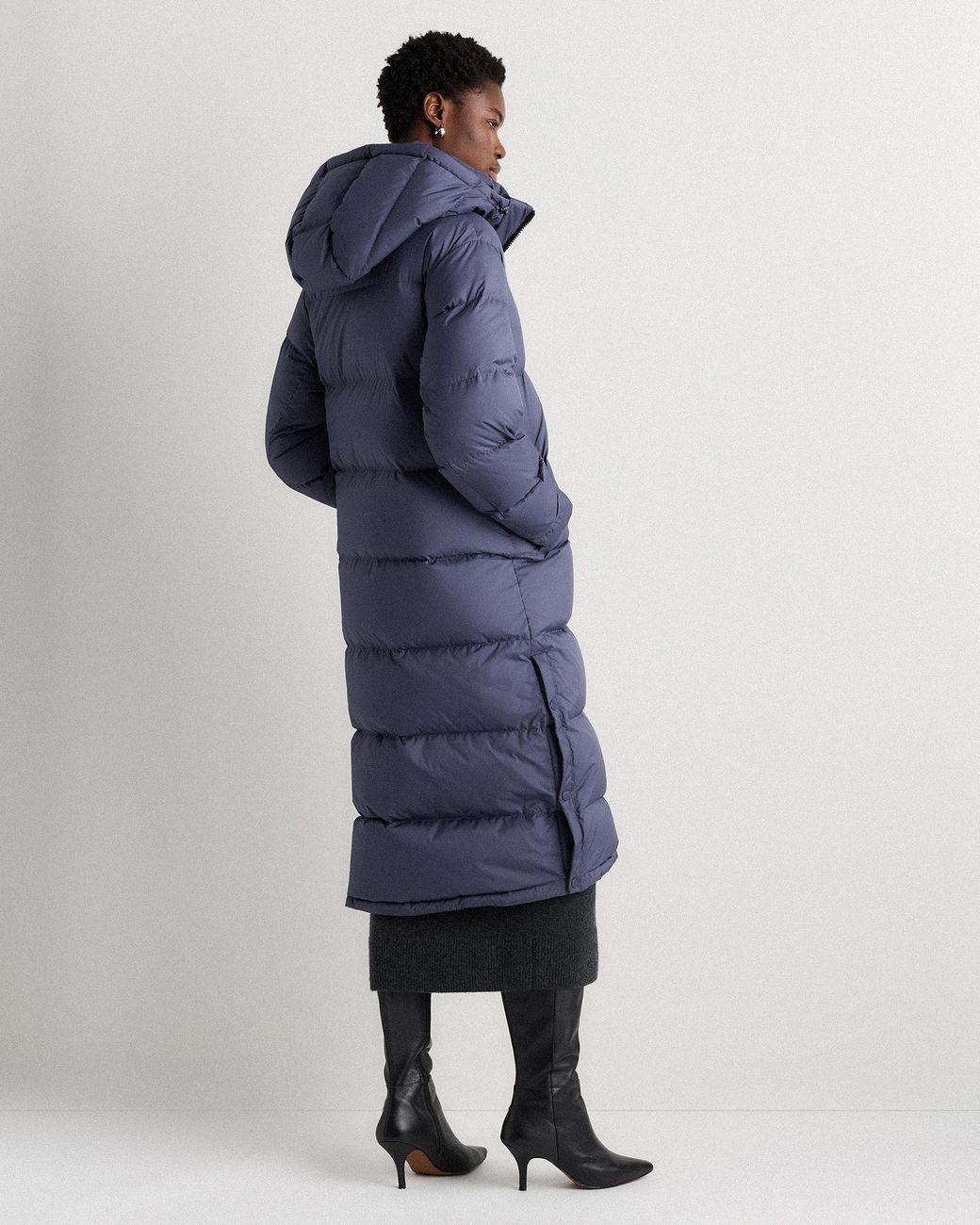 Quince Blue Responsible Down Long Puffer Jacket, Recycled Polyester