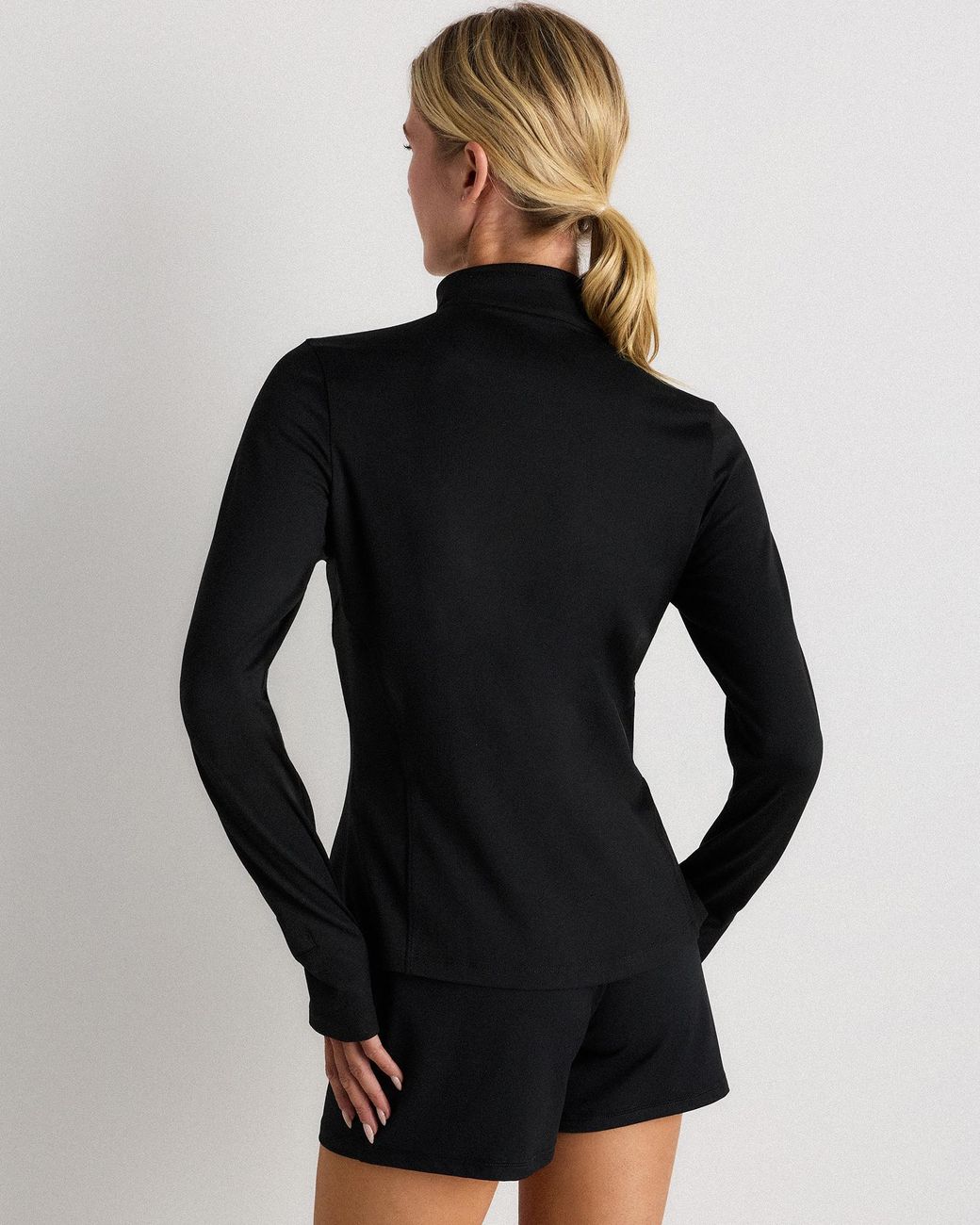 Quince Black Flowknit Quarter-Zip Pullover, Recycled Polyester