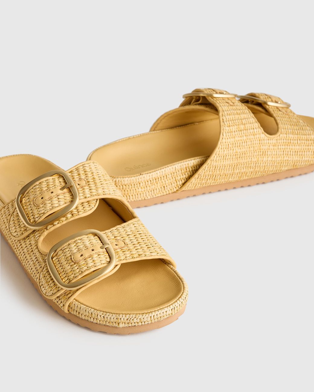 Quince Metallic Raffia Double Buckle Sandal