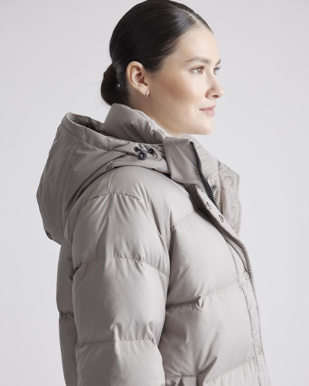 Quince Gray Responsible Down Long Puffer Jacket, Recycled Polyester