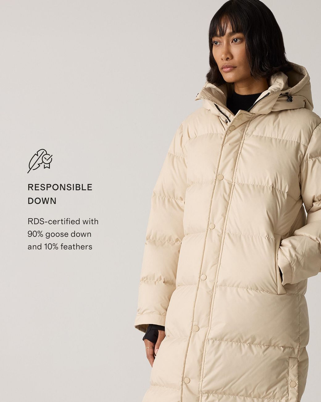 Quince Natural Responsible Down Long Puffer Jacket, Recycled Polyester